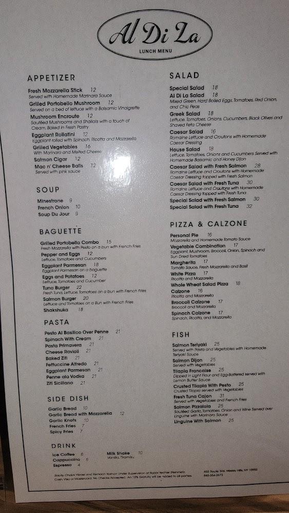Al Di La Pizzeria & Bistro Menu image 1
