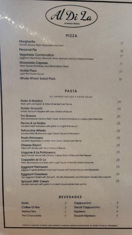 Al Di La Pizzeria & Bistro Menu image 2